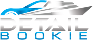 Blue and gray logo with stylized car and boat, text reads "DETAIL BOOKIE."